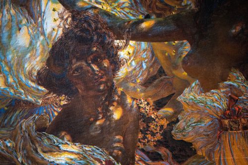 Secesní krásky zatančily ve slunečním světle. Obraz K. V. Maška, malíře v minulosti ceněného jako Alfons Mucha, byl v aukci Arthouse Hejtmánek vydražen za rekordních 7,5 milionu korun
